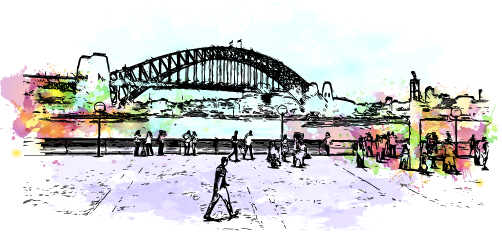 Sydney Harbour Bridge Watercolour AdobeStock 175508313 Converted